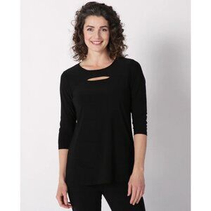 Isaac Mizrahi Women Black Cut-Out Tunic Knit Top  Size S